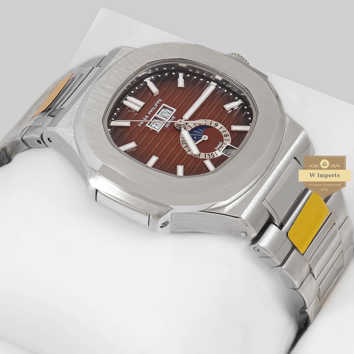 LATEST COLLECTION MOON PHASE SILVER WITH DEEP BROWN DIAL AUTOMATIC WATCH