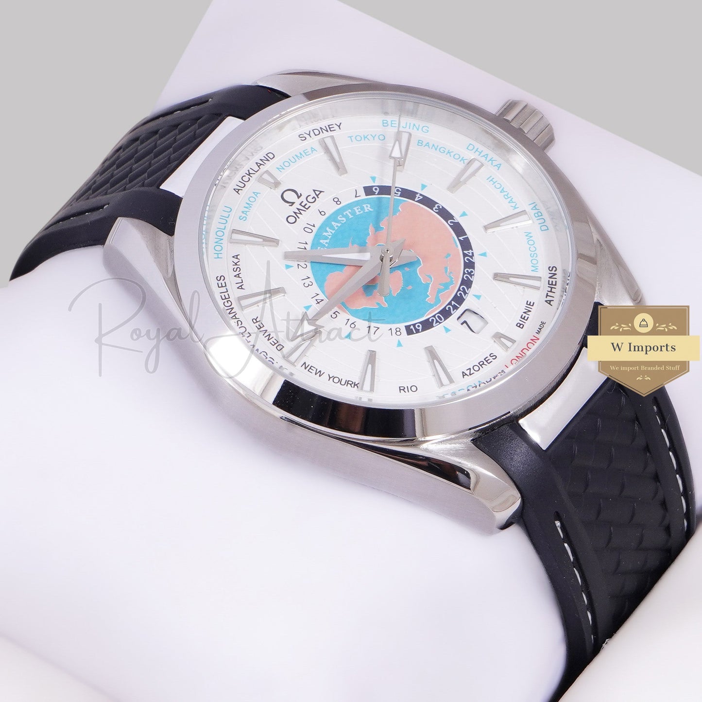 LATEST COLLECTION SILVER CASE WITH WHITE DIAL & BLACK RUBBER STRAP