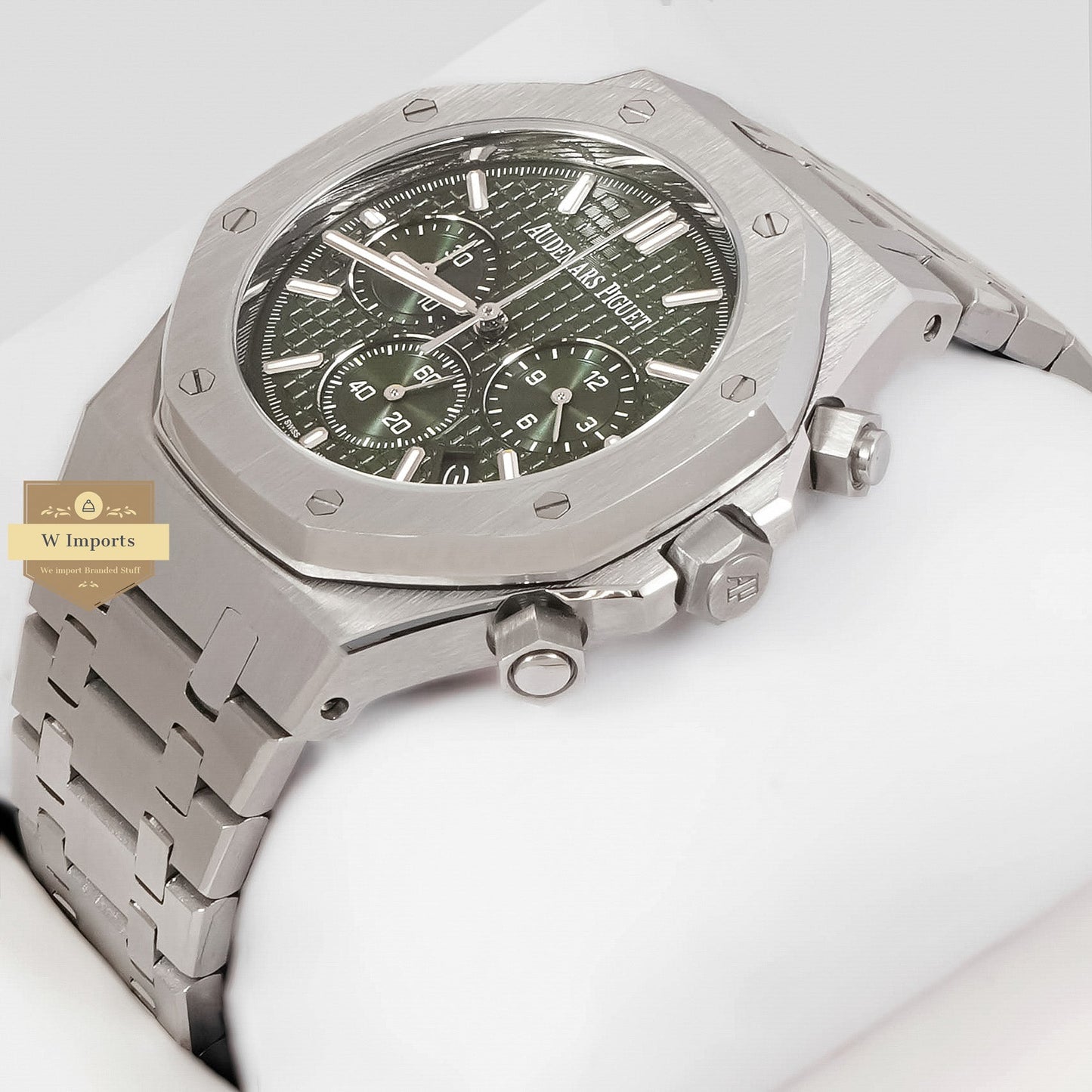 LATEST COLLECTION CHRONOGRAPH SILVER WITH GREEN DIAL CHAIN WATCH
