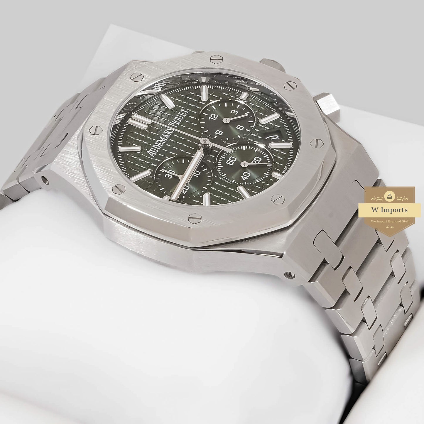 LATEST COLLECTION CHRONOGRAPH SILVER WITH GREEN DIAL CHAIN WATCH