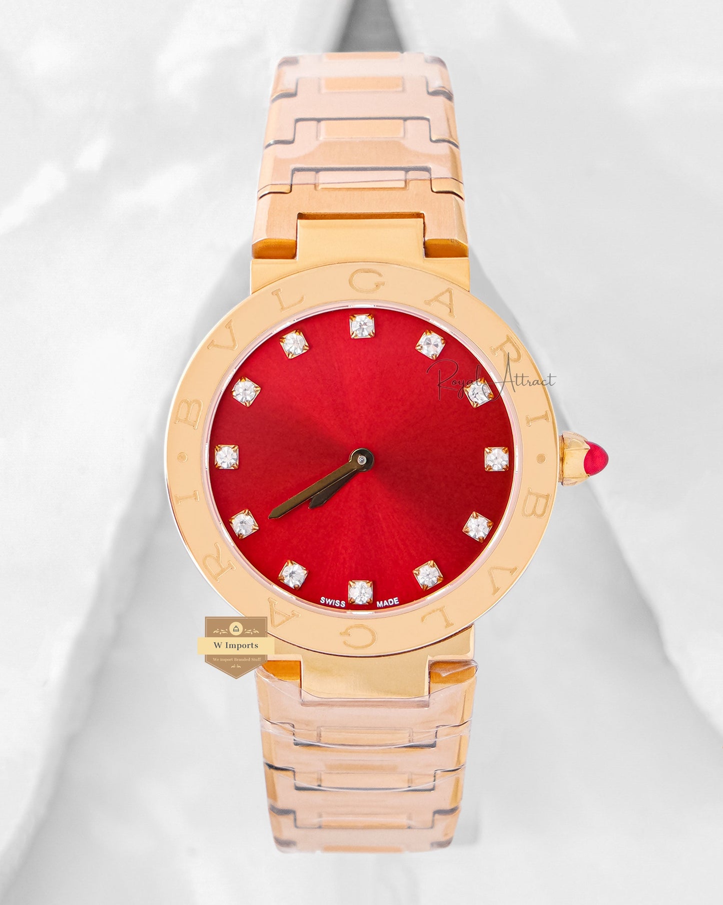 Latest Collection Yellow Gold With Red Dial Ladies Watch