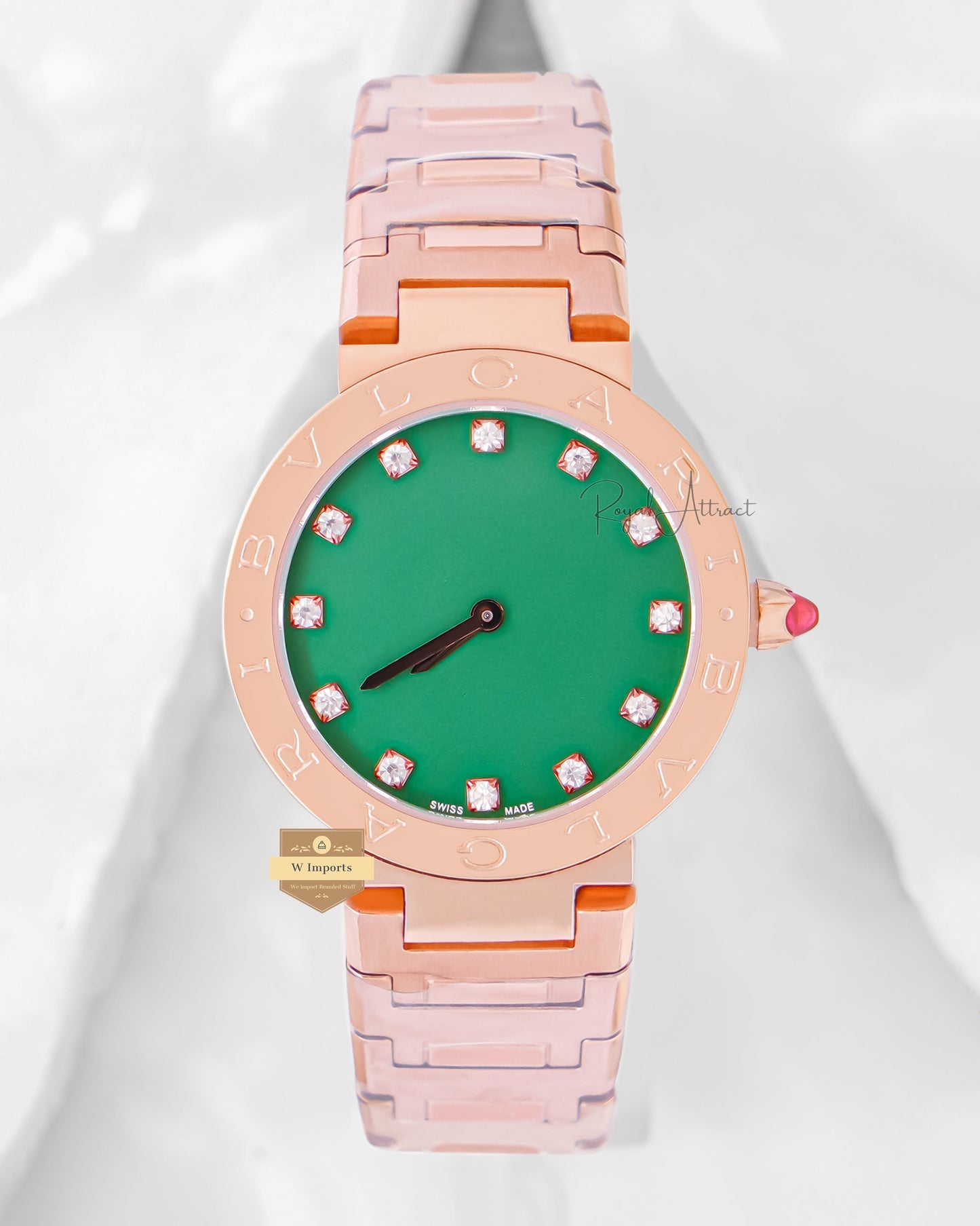 Latest Collection Rose Gold With Green Dial Ladies Watch