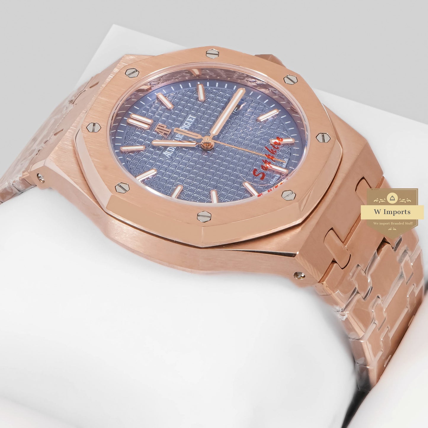 LATEST COLLECTION ROSE GOLD WITH BLUE DIAL CHAIN WATCH