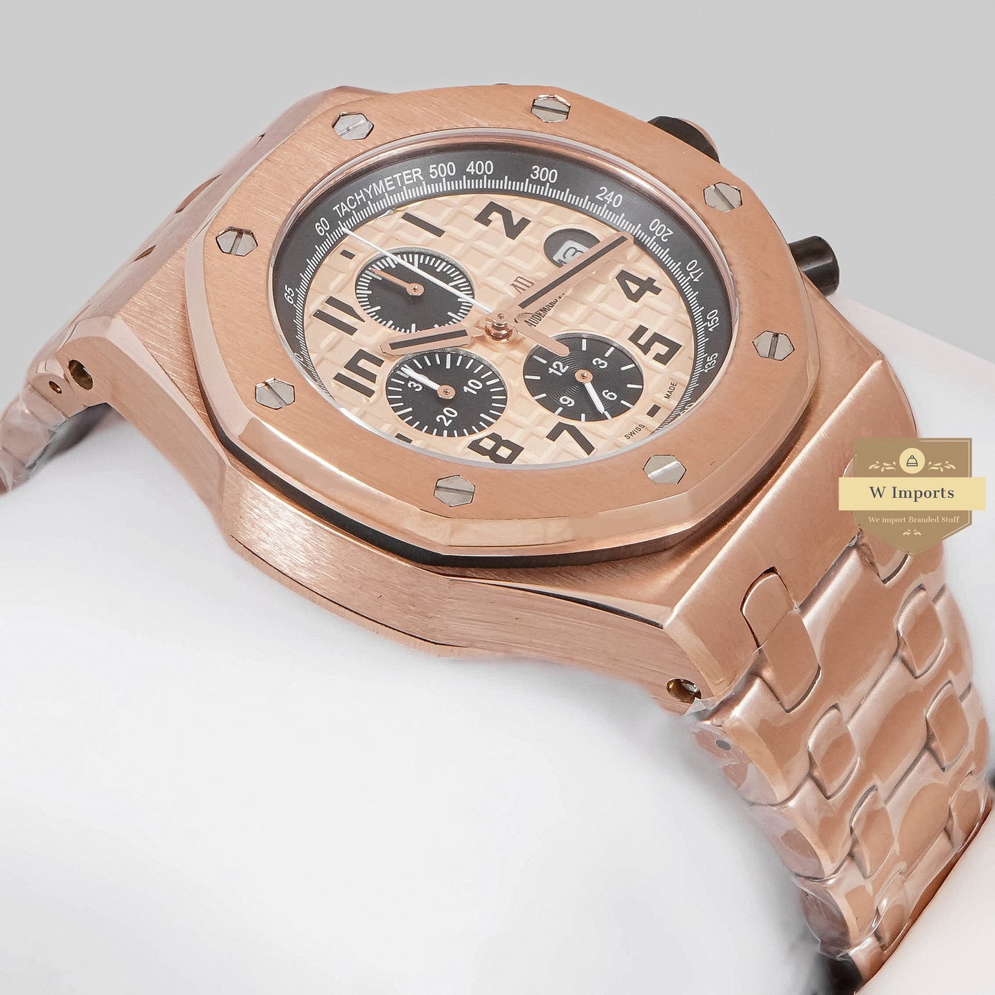 LATEST COLLECTION CHRONOGRAPH ALL ROSE GOLD WITH DIAL CHAIN WATCH