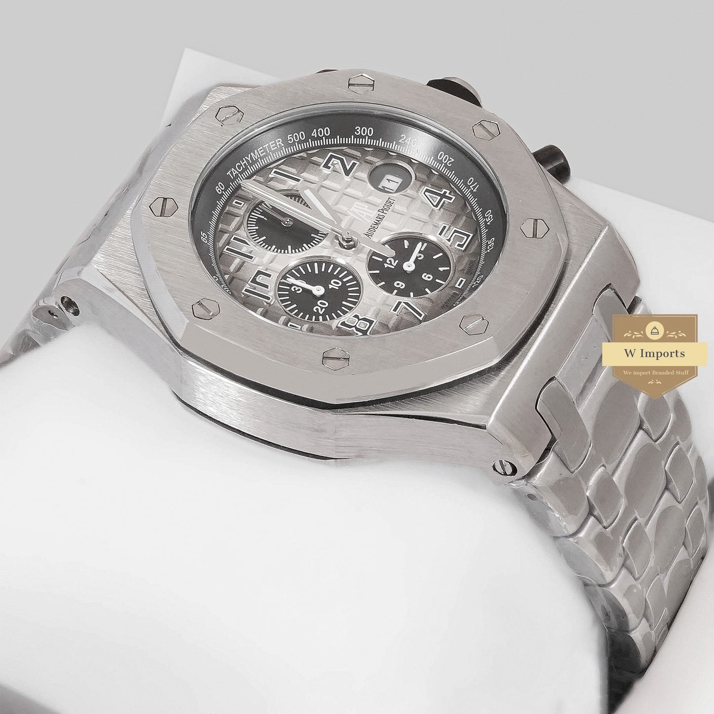 LATEST COLLECTION CHRONOGRAPH SILVER WITH WHITE DIAL CHAIN WATCH