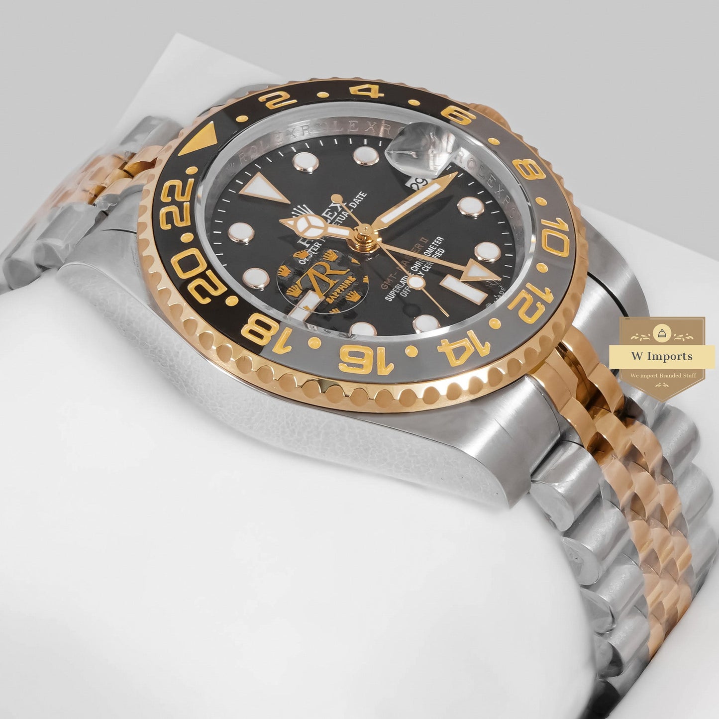LATEST COLLECTION GMT 40 TWO TONE YELLOW GOLD WITH BLACK DIAL & BEZEL ZR FACTORY