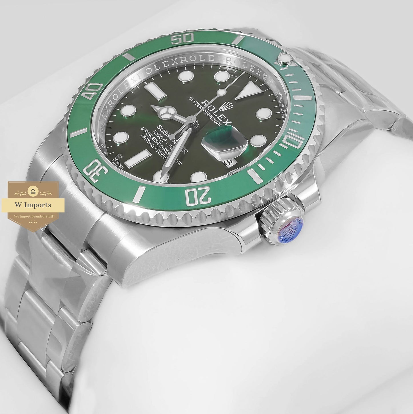 LATEST COLLECTION 40 SILVER WITH GREEN DIAL & BEZEL AUTOMATIC WATCH EW MADE