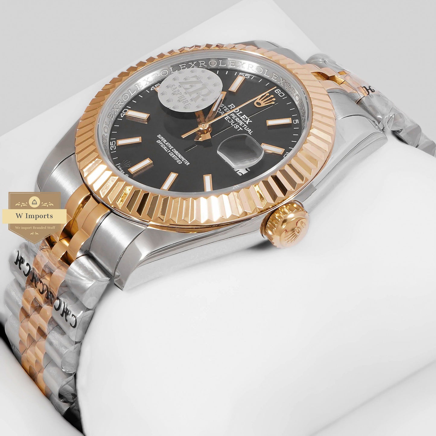 LATEST COLLECTION 41 TWO TONE GOLD WITH BLACK DIAL FLUTED BEZEL AUTOMATIC WATCH ZR FACTORY