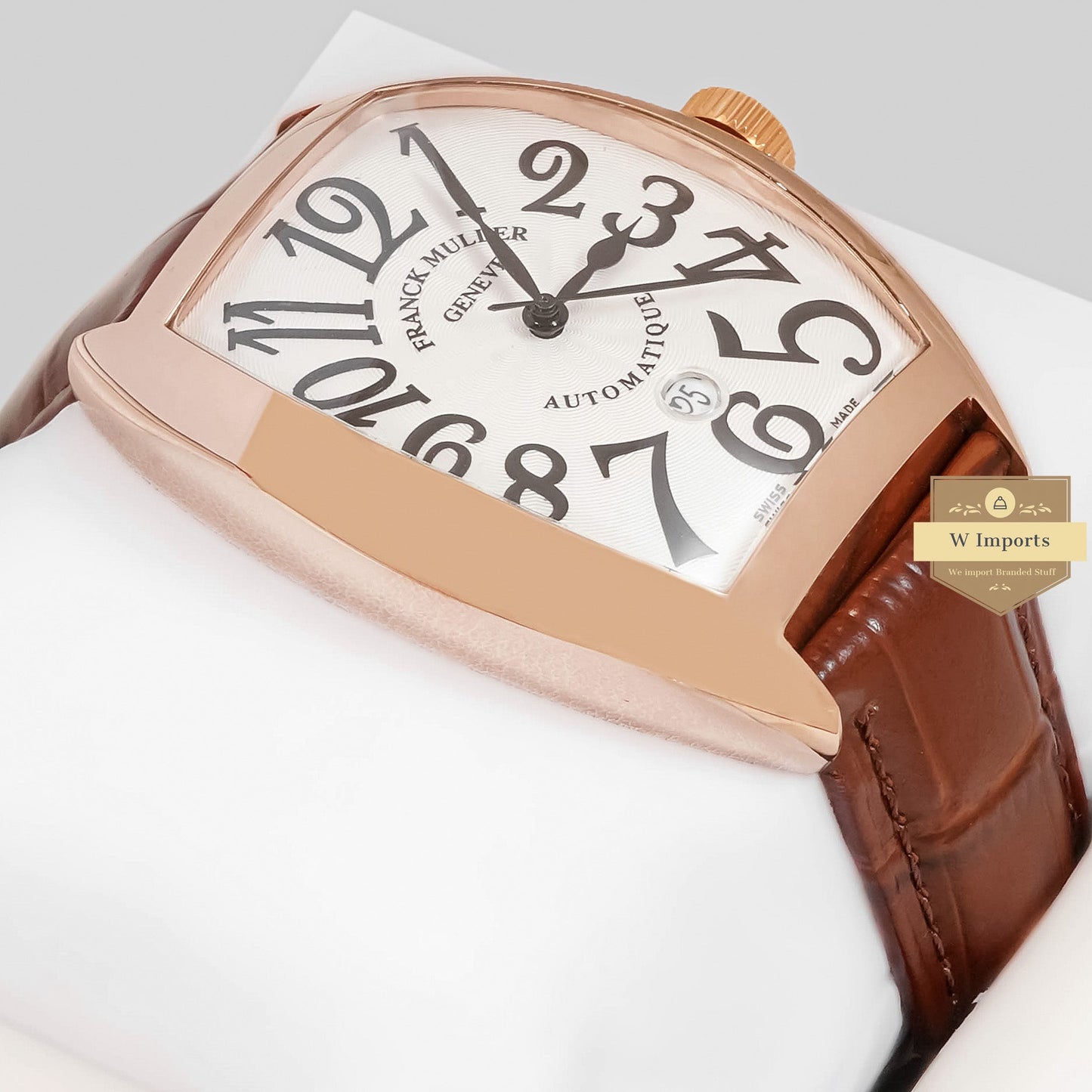 LATEST COLLECTION ROSE GOLD CASE WITH WHITE DIAL AND LEATHER STRAP