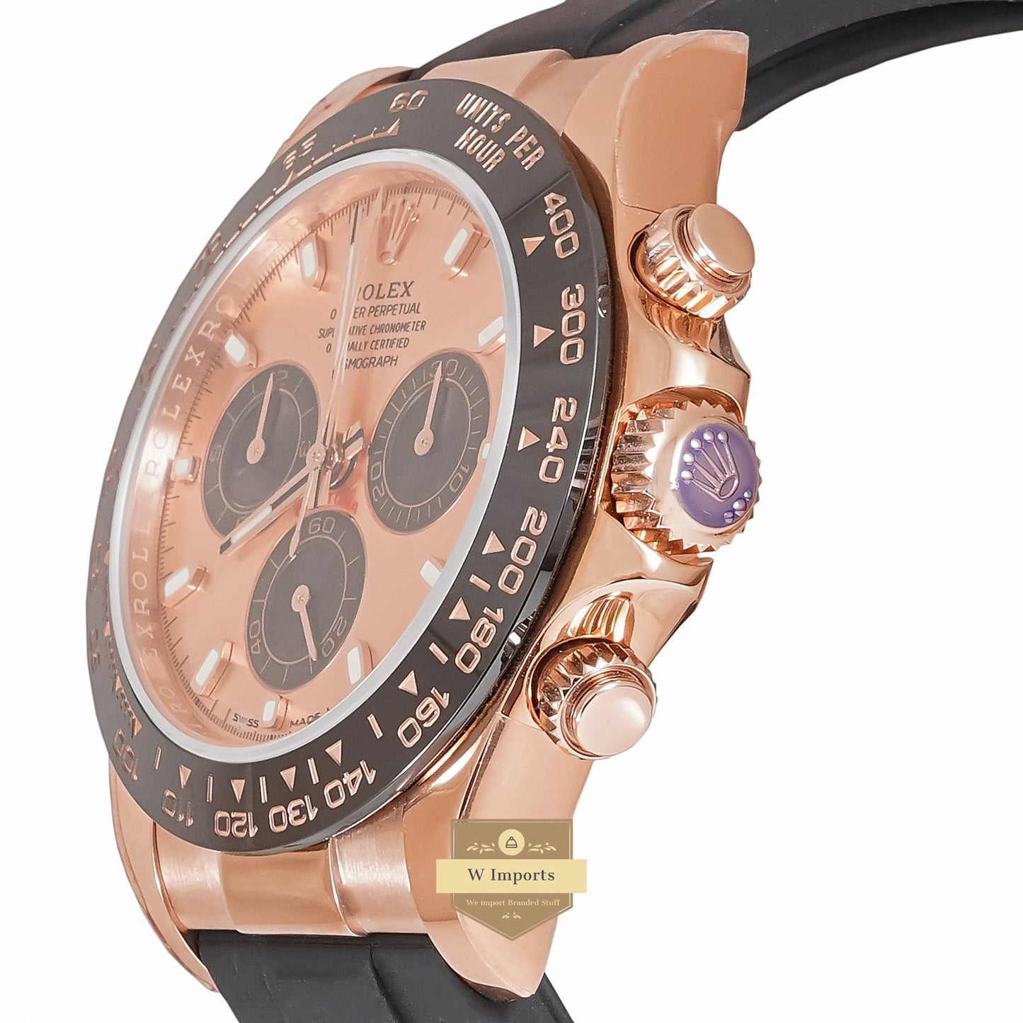 Latest Collection 40 Rose Gold Case With Dial & Black Rubber Strap Automatic Watch Ew Made
