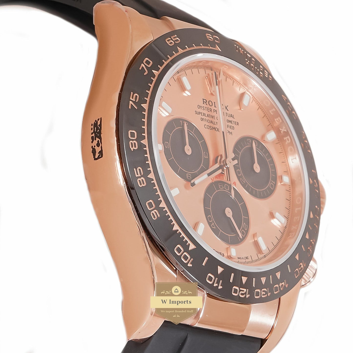 Latest Collection 40 Rose Gold Case With Dial & Black Rubber Strap Automatic Watch Ew Made