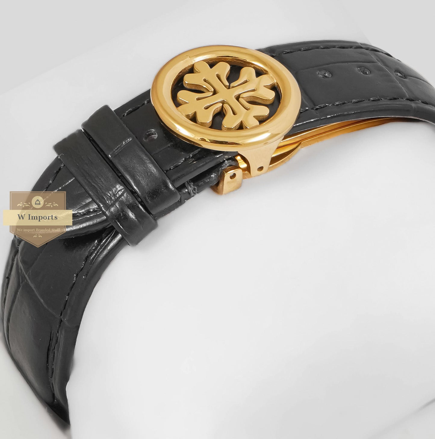 Latest Collection Yellow Gold Case With Skeleton Dial & Black Leather Strap For Men