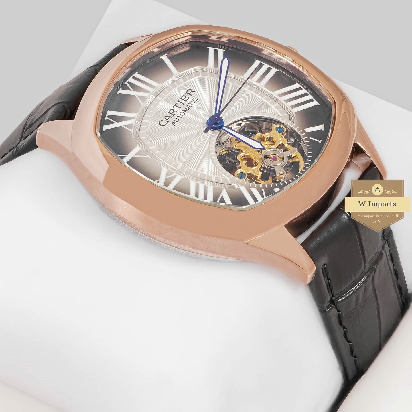 LATEST COLLECTION TOURBILLON ROSE GOLD CASE WITH BROWN DIAL & LEATHER STRAP