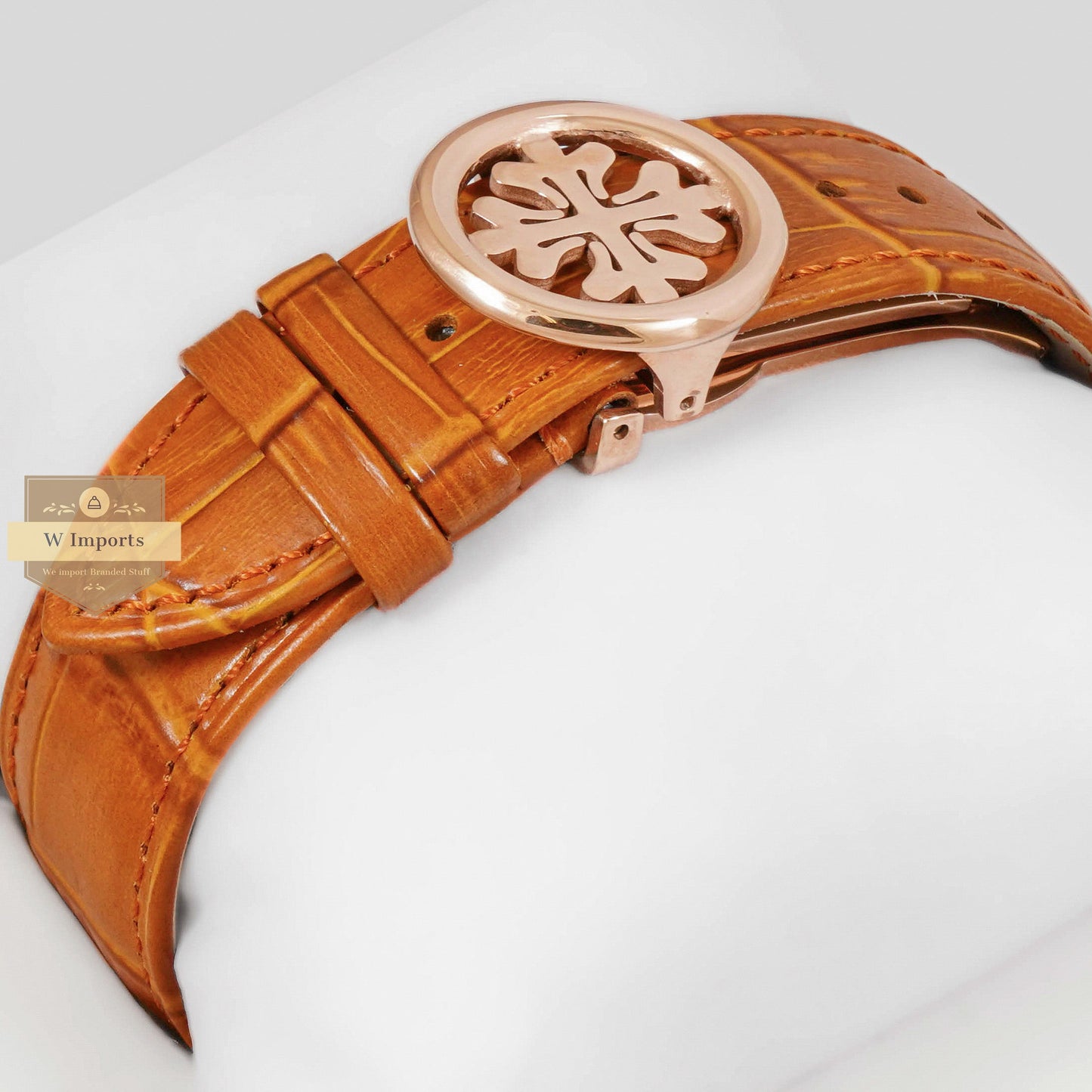 LATEST COLLECTION CHRONOGRAPH ROSE GOLD CASE WITH SILVER DIAL & BROWN LEATHER STRAP