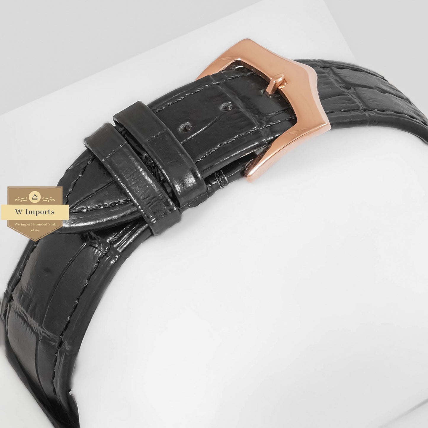 Latest Collection Tourbillon Moon Phase Rose Gold Case With Skeleton Dial & Black Leather Strap Watch For Men