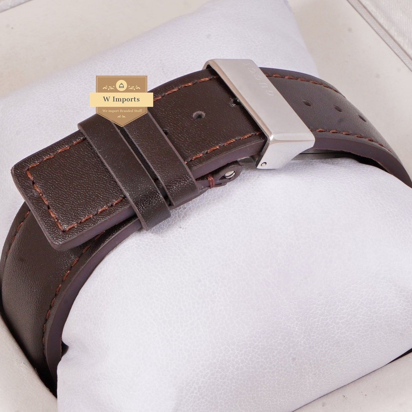 LATEST COLLECTION CHRONOGRAPH SILVER CASE WITH WHITE DIAL & BROWN LEATHER STRAP