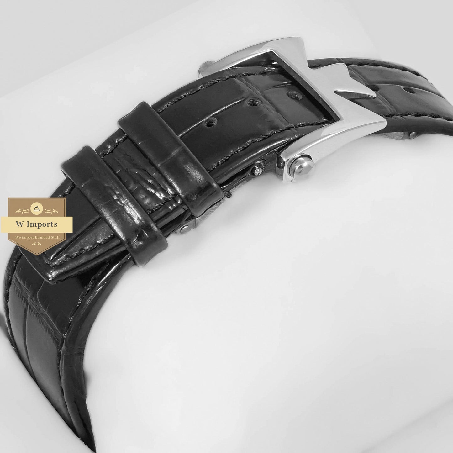LATEST COLLECTION CHRONOGRAPH SILVER CASE WITH BLACK DIAL & LEATHER STRAP