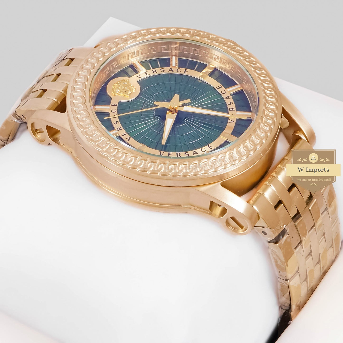 LATEST COLLECTION YELLOW GOLD WITH GREEN DIAL CHAIN WATCH