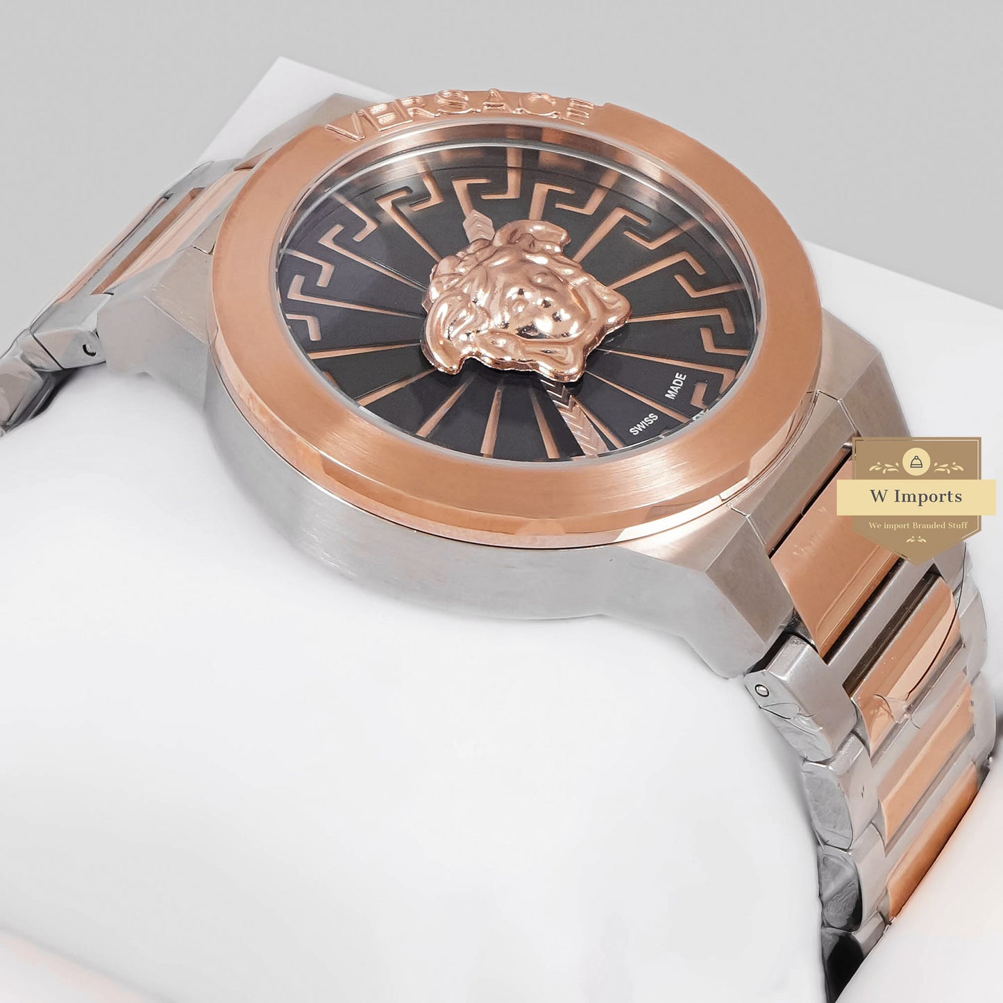 LATEST COLLECTION TWO TONE ROSE GOLD WITH BLACK DIAL CHAIN WATCH