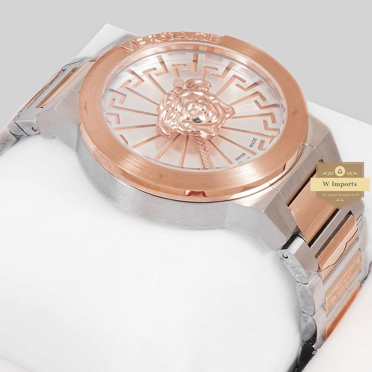 LATEST COLLECTION TWO TONE ROSE GOLD WITH SILVER DIAL CHAIN WATCH