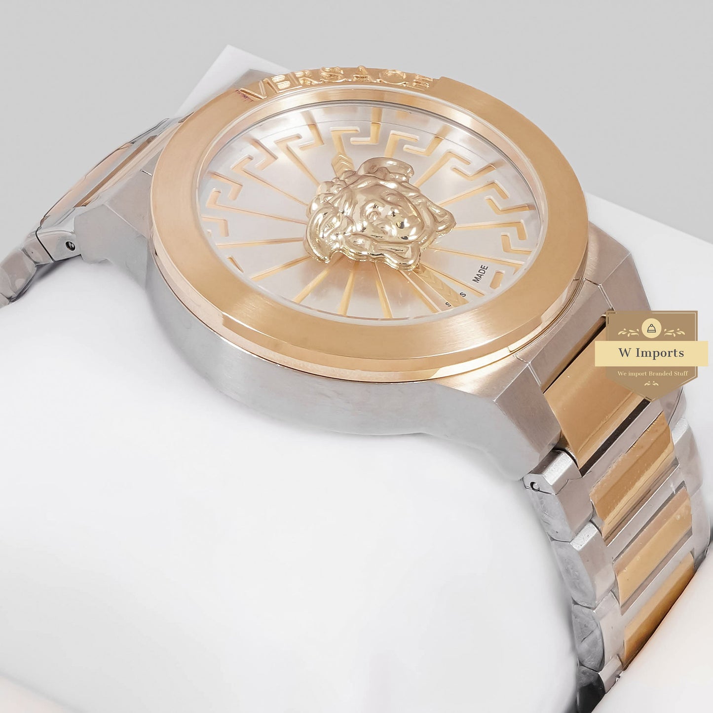 LATEST COLLECTION TWO TONE YELLOW GOLD WITH SILVER DIAL CHAIN WATCH