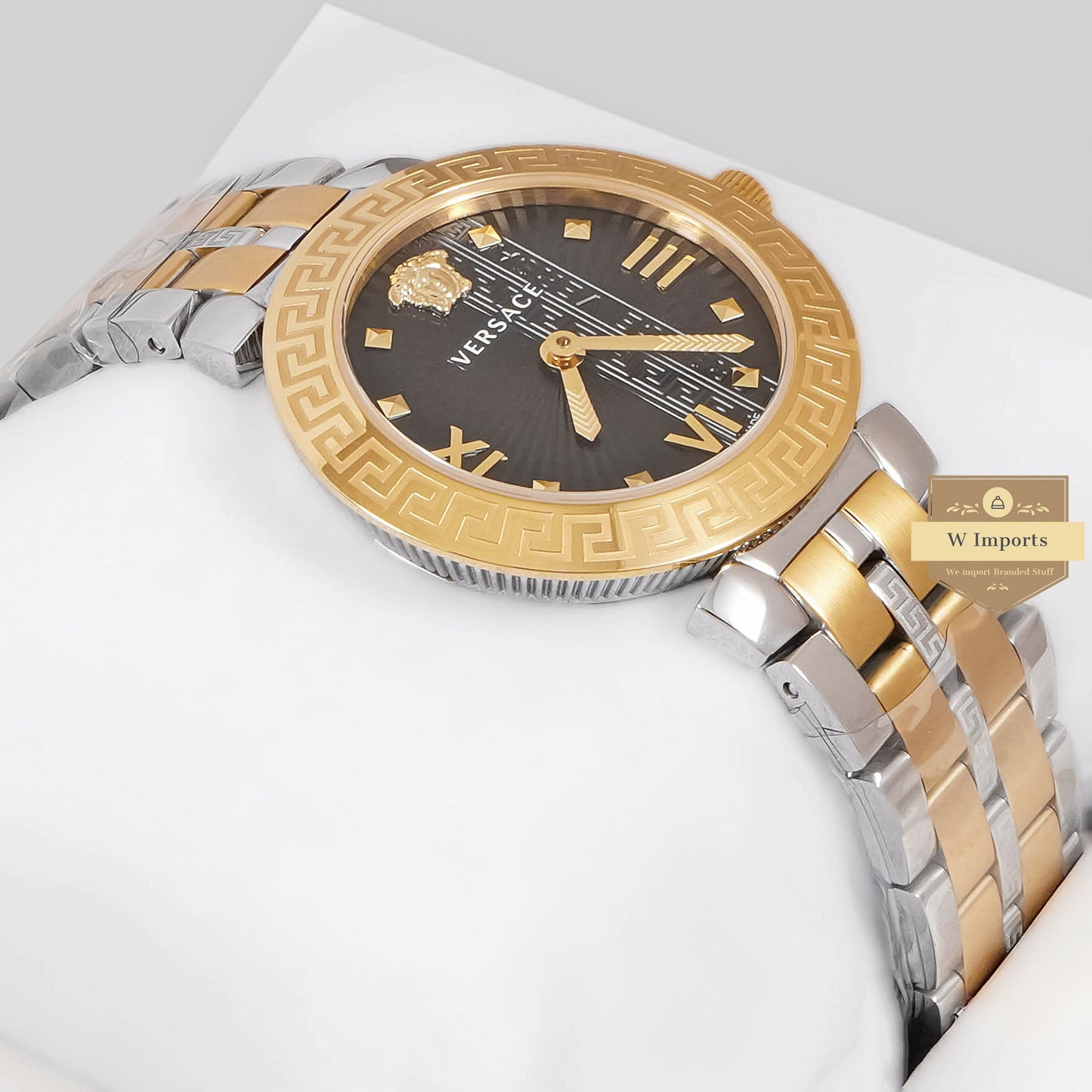 LATEST COLLECTION TWO TONE YELLOW GOLD WITH BLACK DIAL LADIES WATCH