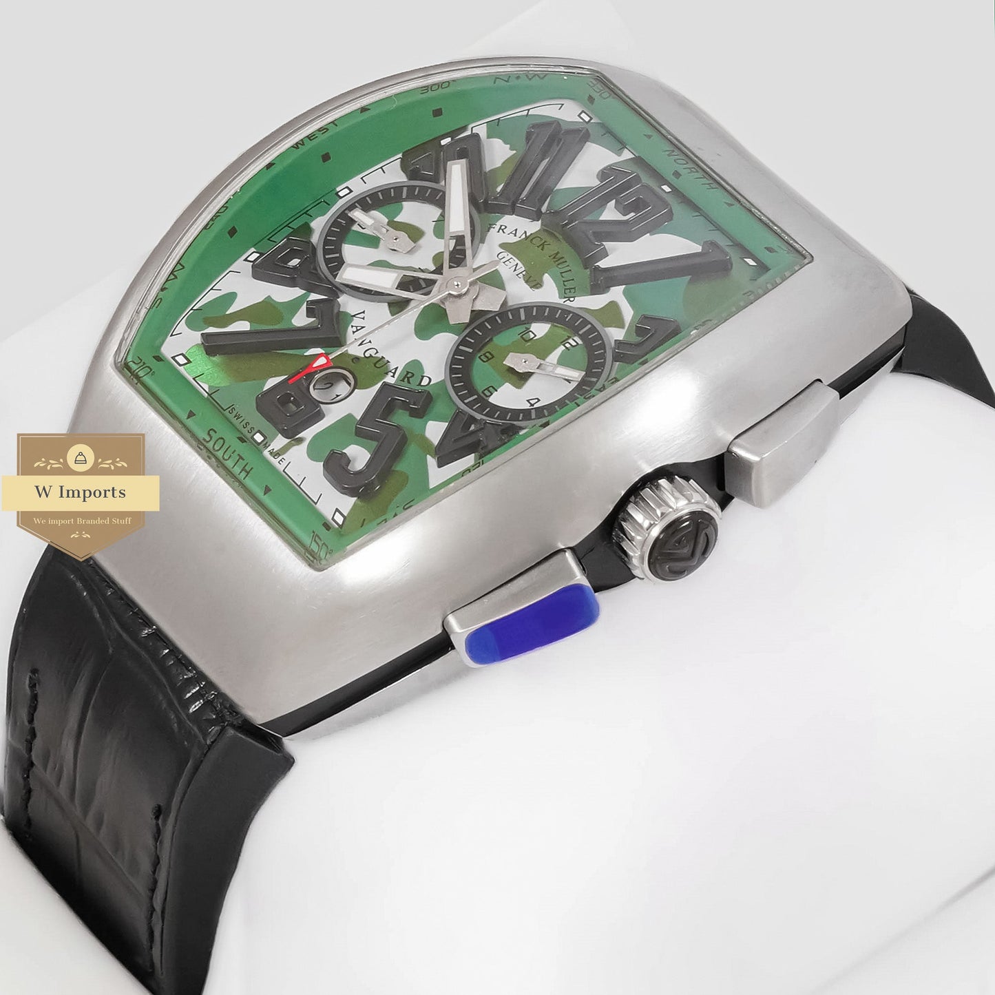 LATEST COLLECTION SILVER MATT CASE WITH GREEN DIAL & LEATHER STRAP AUTOMATIC WATCH