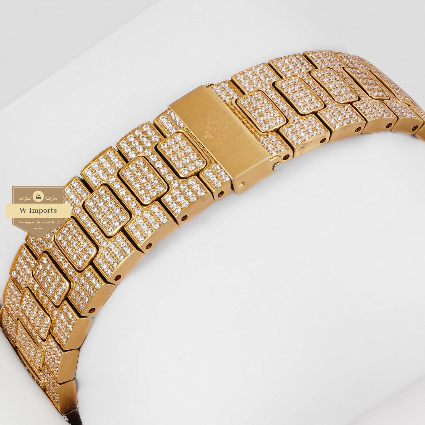 LATEST COLLECTION CHRONOGRAPH ALL YELLOW GOLD STONE WATCH