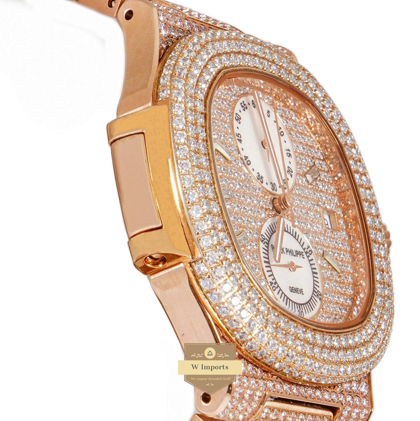 LATEST COLLECTION CHRONOGRAPH ALL ROSE GOLD STONE WATCH