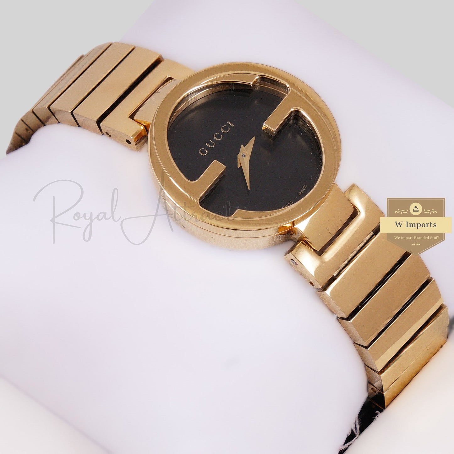 LATEST COLLECTION G YELLOW GOLD WITH BLACK PLAIN DIAL LADIES WATCH
