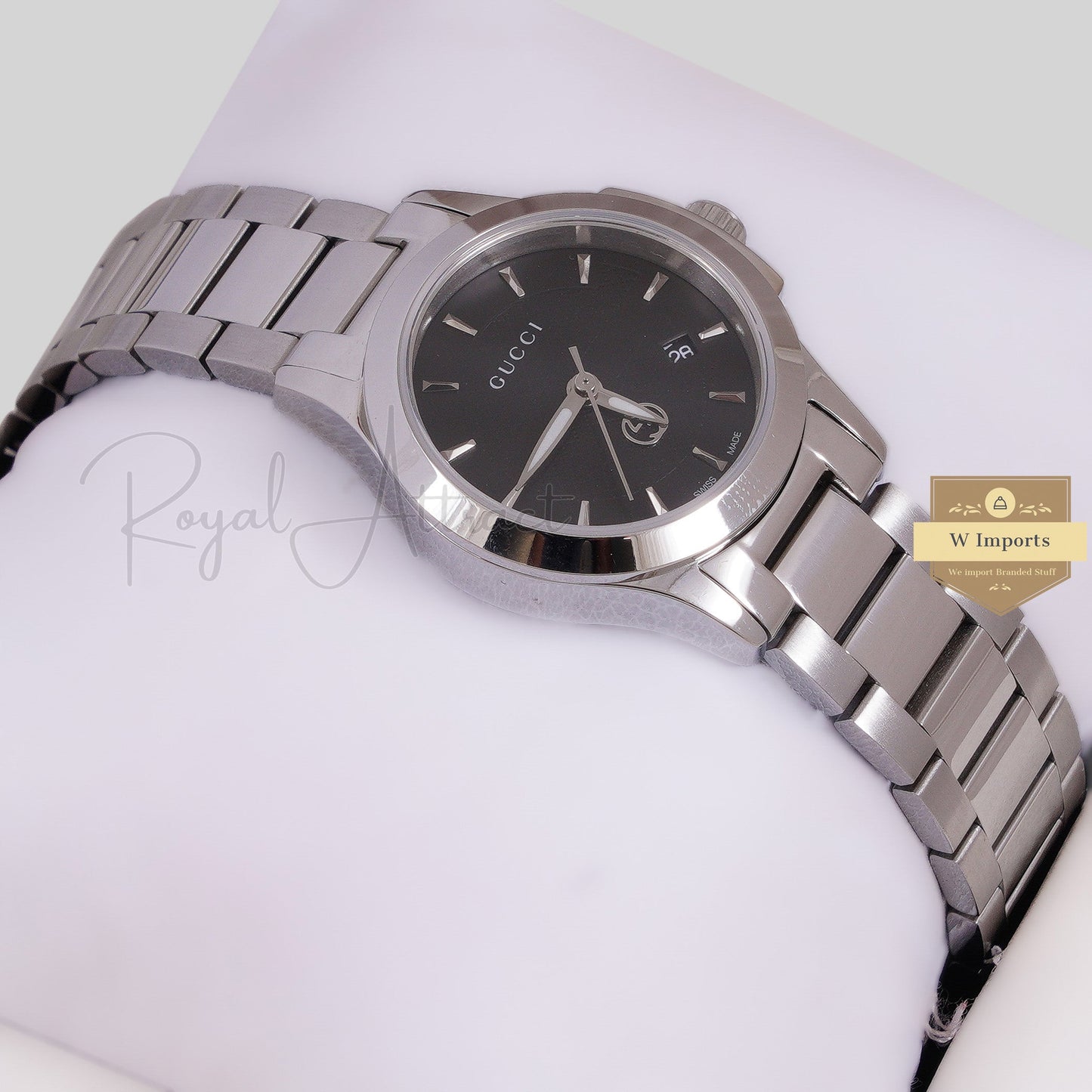 LATEST COLLECTION SILVER WITH BLACK DIAL LADIES WATCH