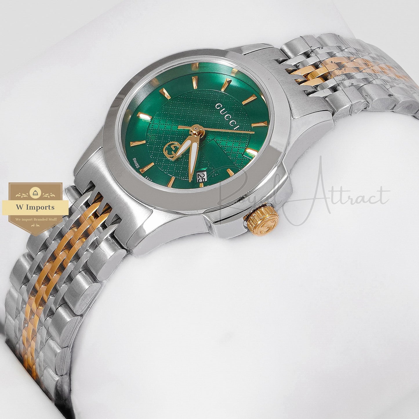 LATEST COLLECTION TWO TONE GOLD WITH GREEN DIAL LADIES WATCH