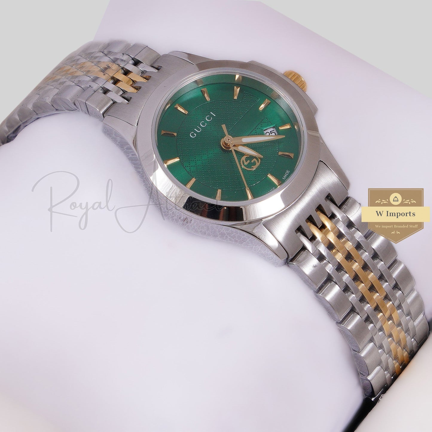 LATEST COLLECTION TWO TONE GOLD WITH GREEN DIAL LADIES WATCH