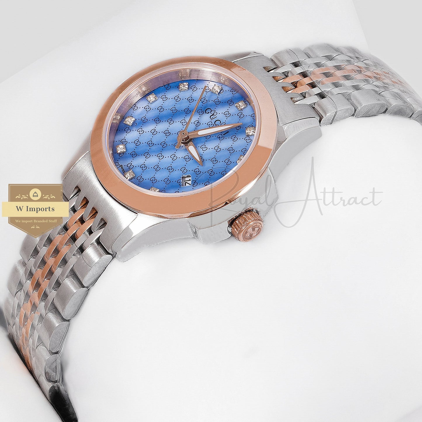 LATEST COLLECTION TWO TONE ROSE GOLD WITH BLUE DIAL LADIES WATCH