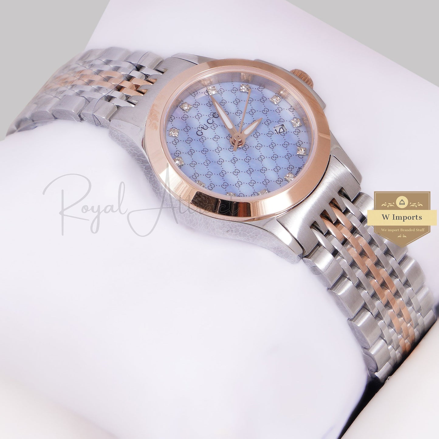 LATEST COLLECTION TWO TONE ROSE GOLD WITH BLUE DIAL LADIES WATCH