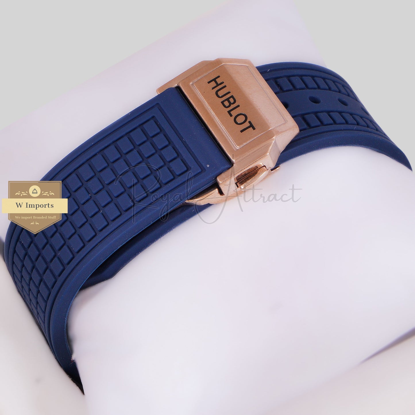 LATEST PREMIUM COLLECTION CHRONOGRAPH ROSE GOLD STONE BEZEL & BLACK DIAL WITH PVC STRAP