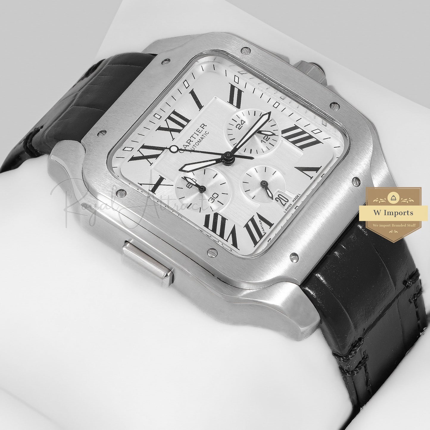 Latest Collection Chronograph Silver Case With Dial Strap Watch