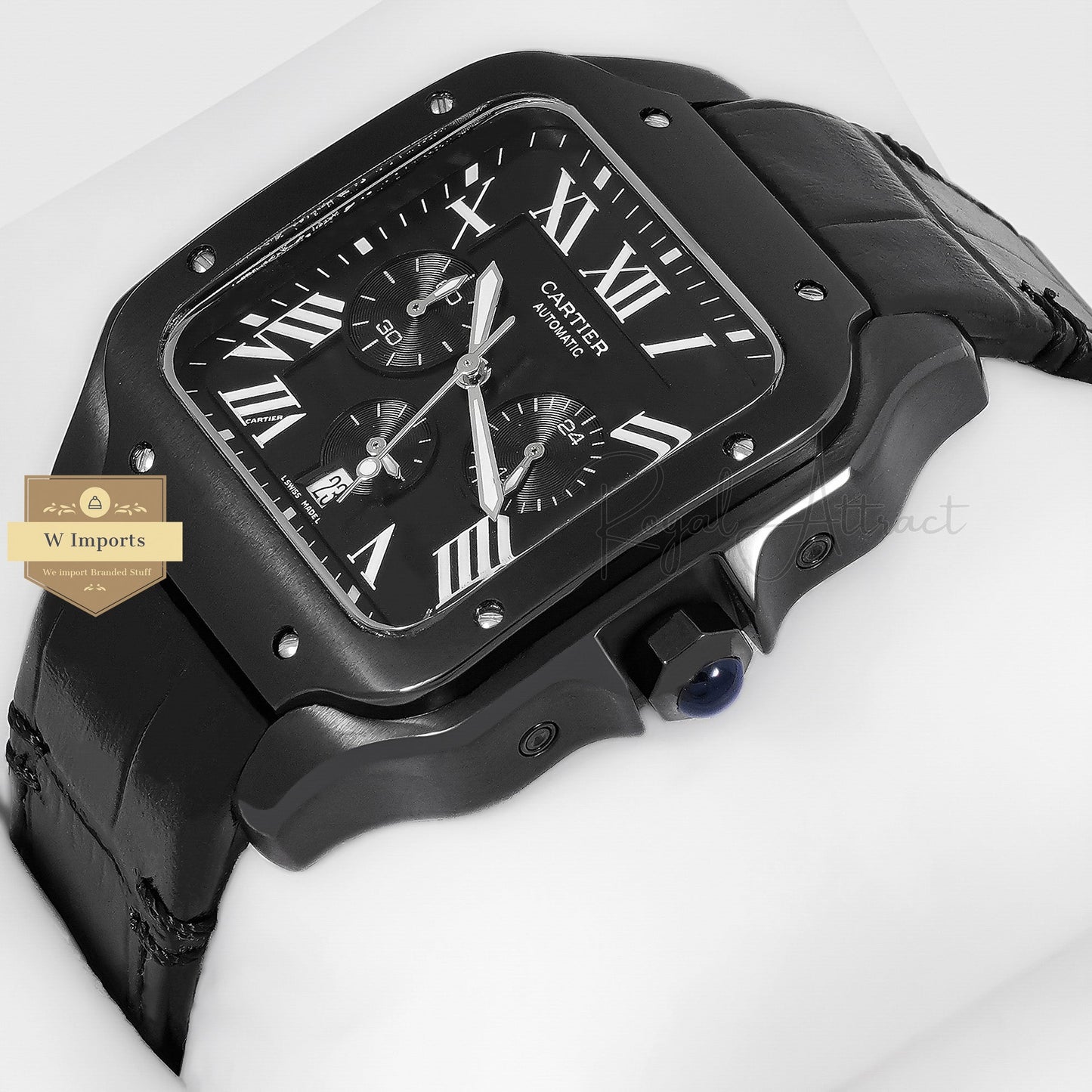 Latest Collection Chronograph All Black Case With Dial Strap Watch