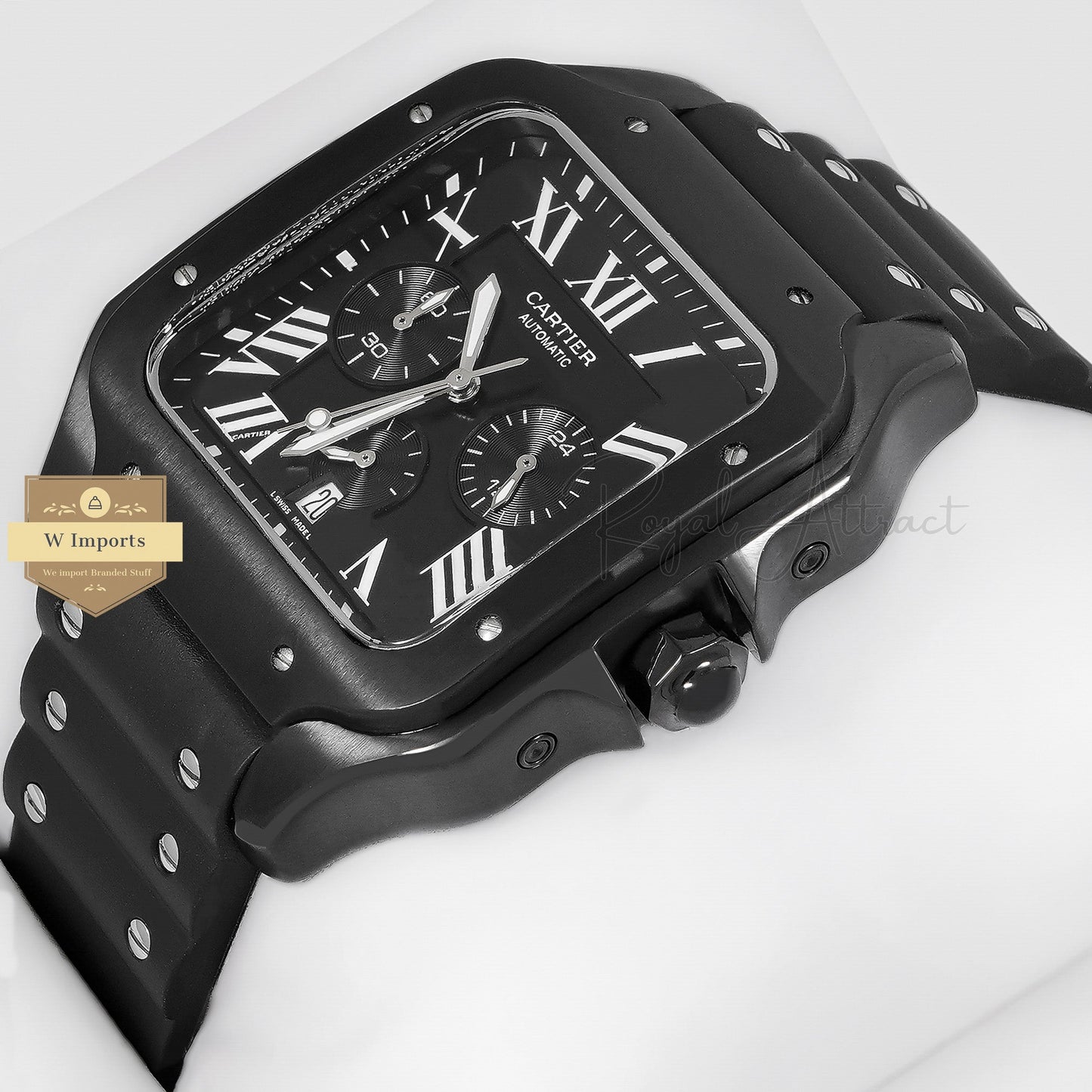 Latest Collection Chronograph All Black Case With Dial Rubber Strap Watch