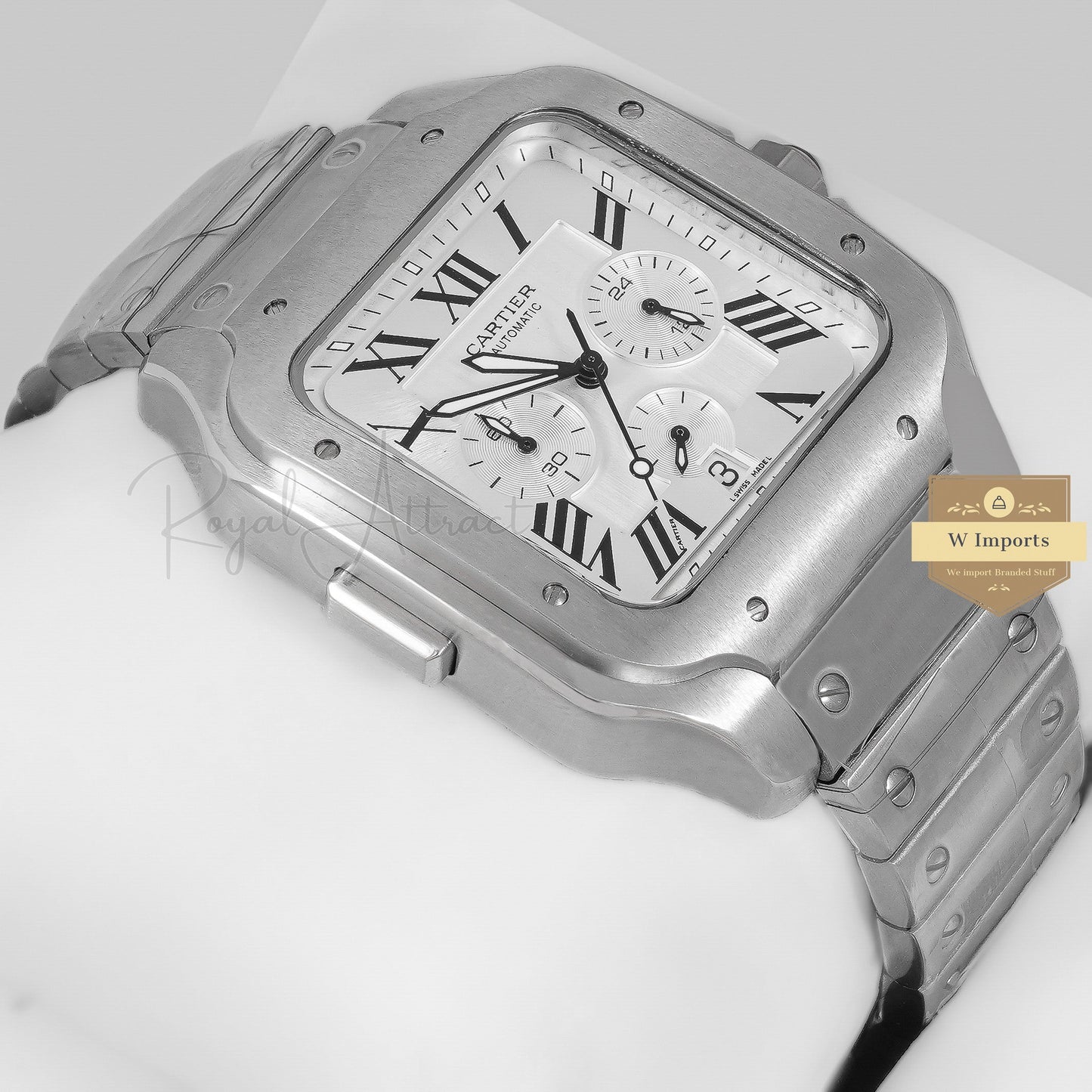 Latest Collection Chronograph All Silver With Dial Chain Watch