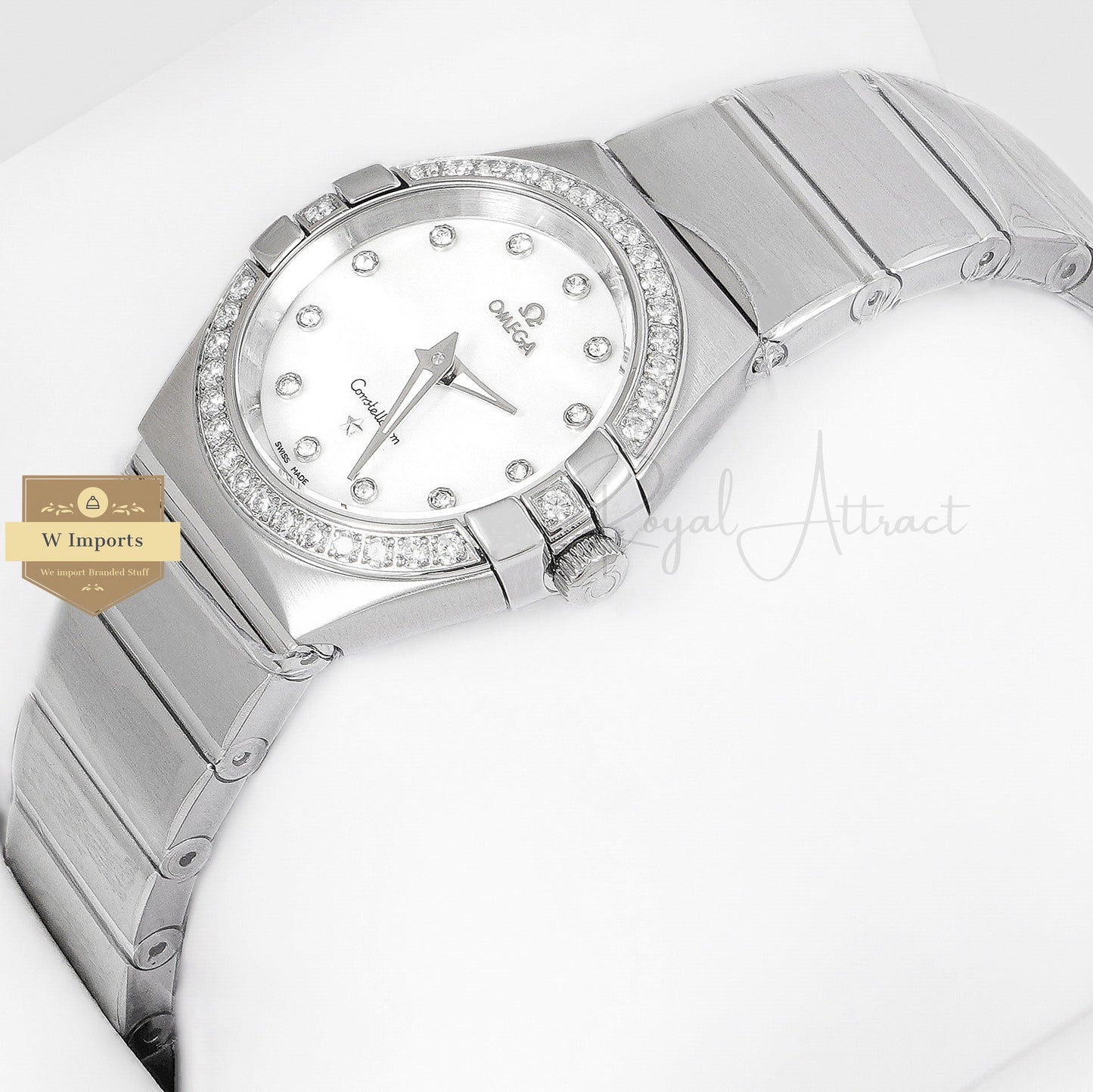Latest Collection Silver With White Dial Stone Figure & Bezel Ladies Watch