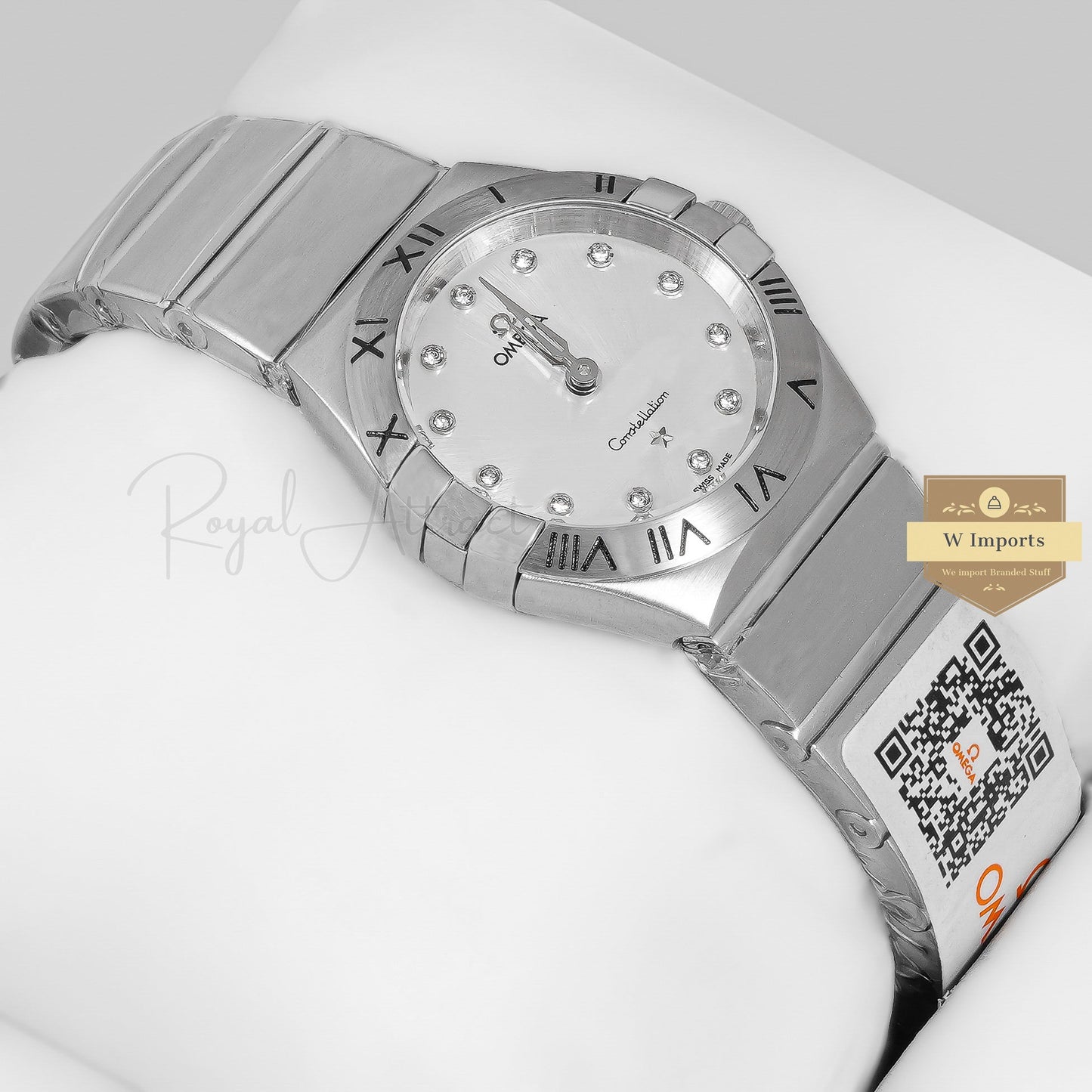 Latest Collection All Silver With Dial Stone Figure Ladies Watch