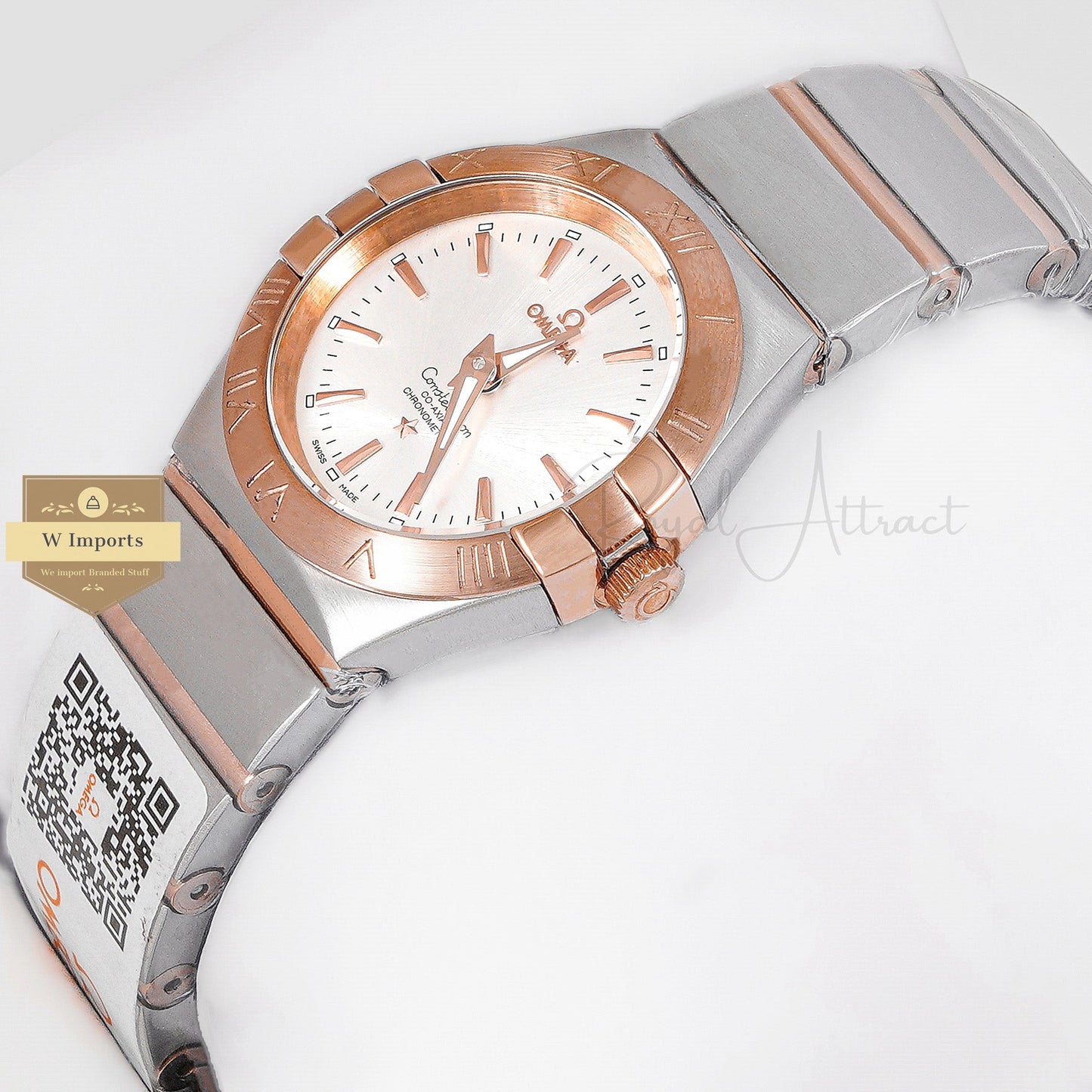 Latest Collection Two Tone Rose Gold With Silver Dial Ladies Watch