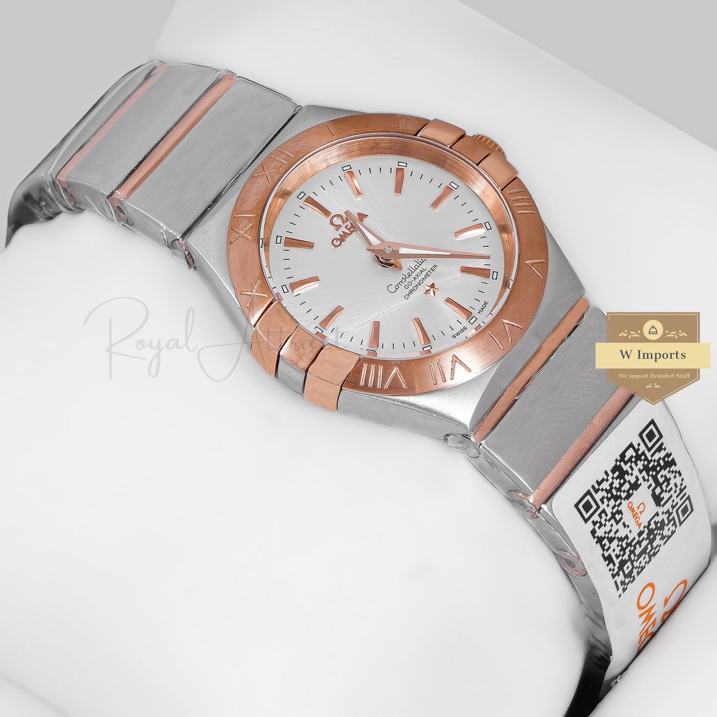Latest Collection Two Tone Rose Gold With Silver Dial Ladies Watch