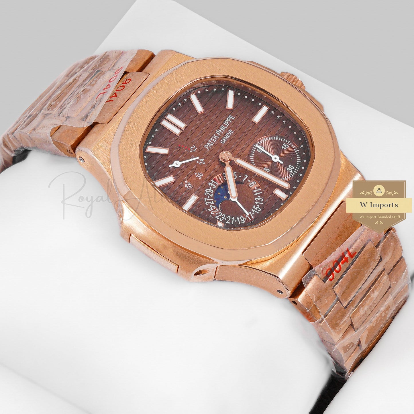 Latest Collection Chronograph Moon Phase Rose Gold With Brown Dial Automatic Watch