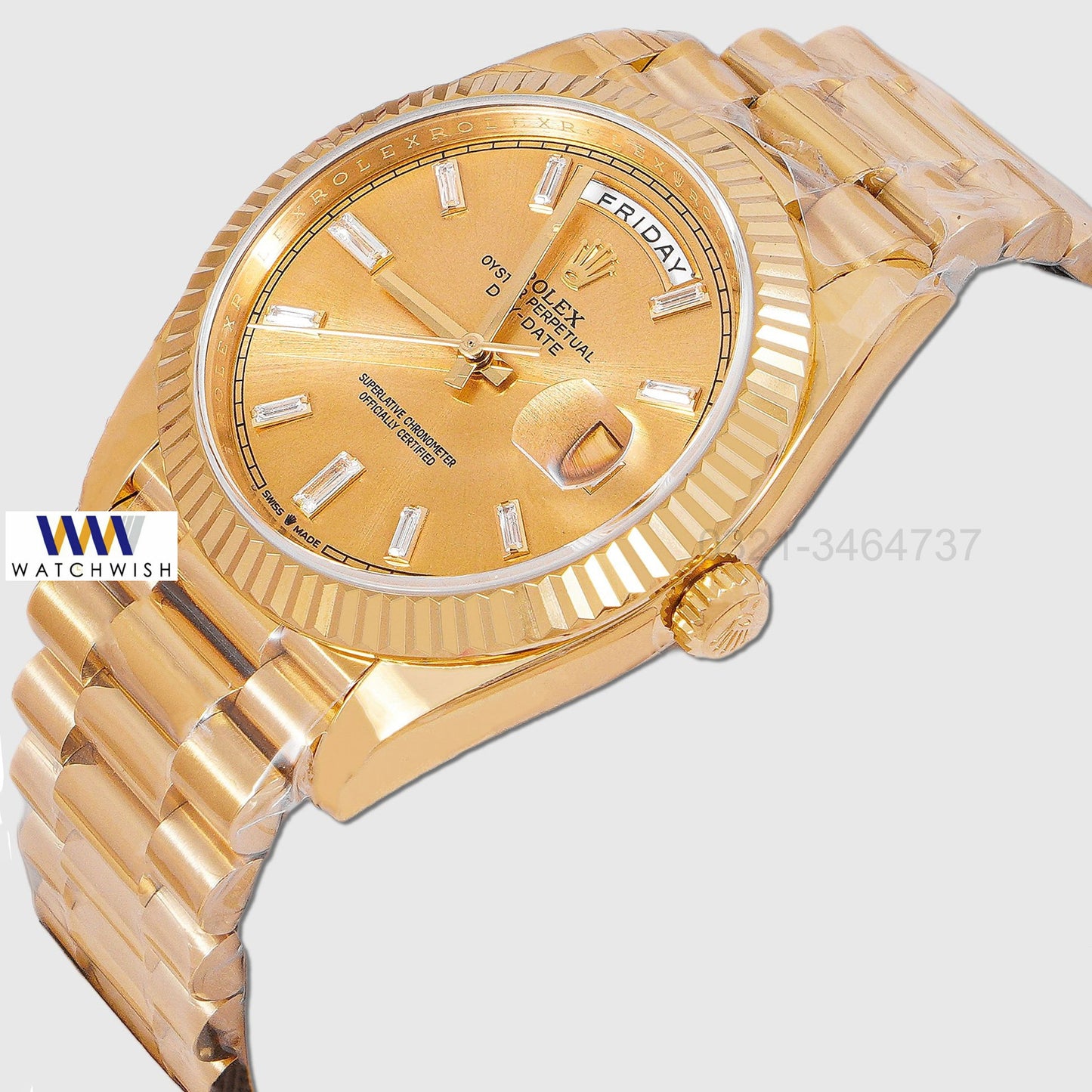 Latest Collection 40 All Yellow Gold With Stone Index Automatic Watch Gs Made