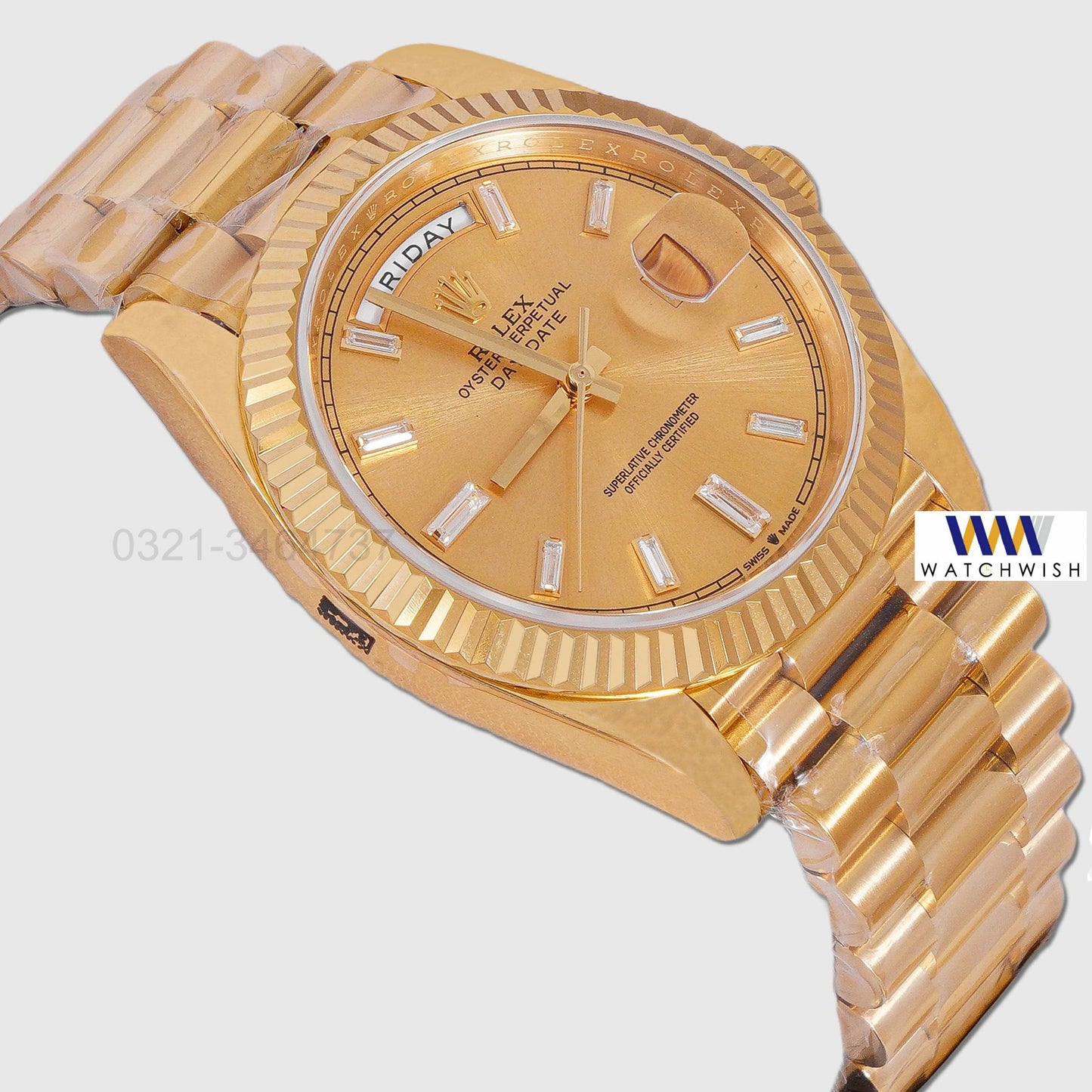 Latest Collection 40 All Yellow Gold With Stone Index Automatic Watch Gs Made