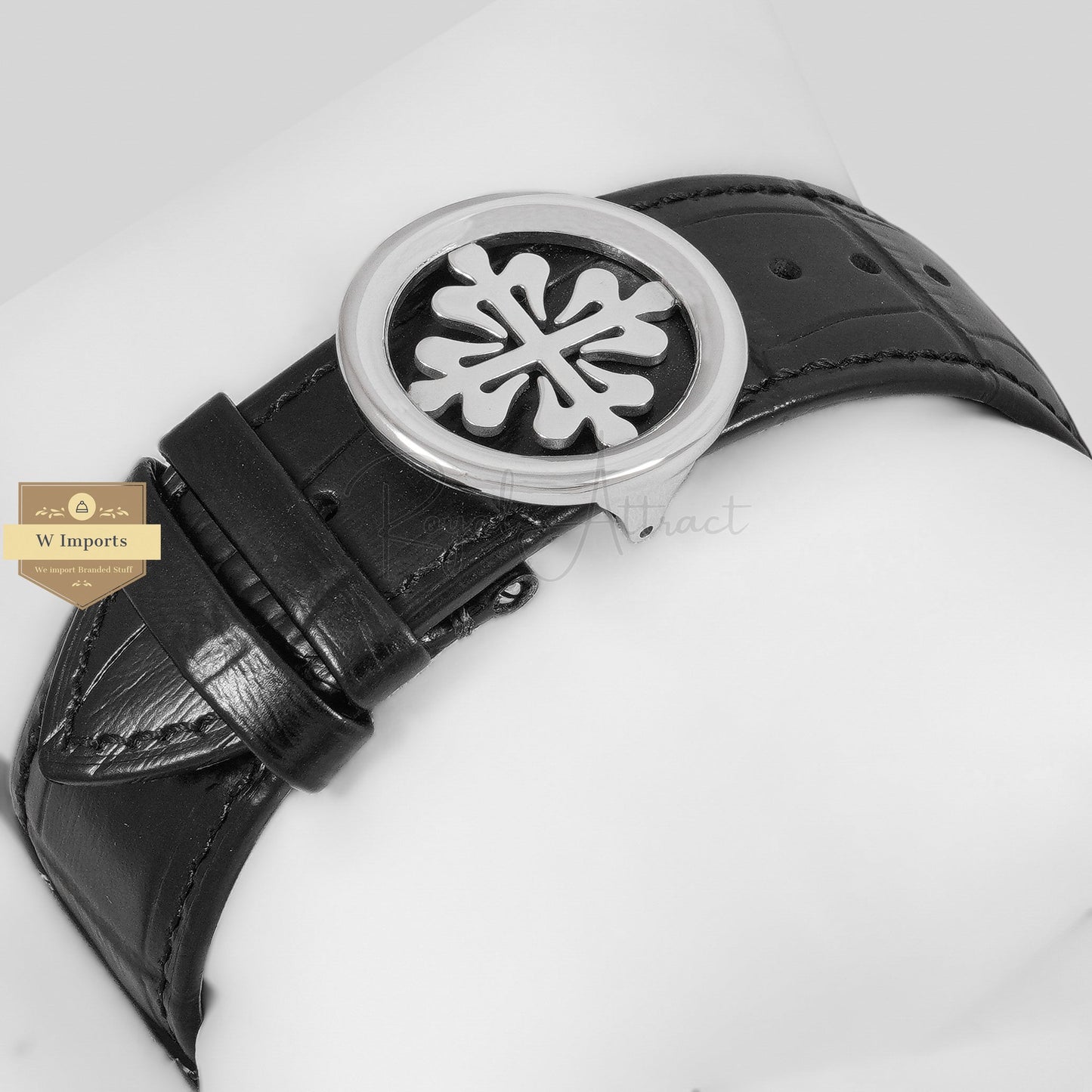 LATEST COLLECTION CHRONOGRAPH SILVER CASE WITH DIAL & BLACK LEATHER STRAP