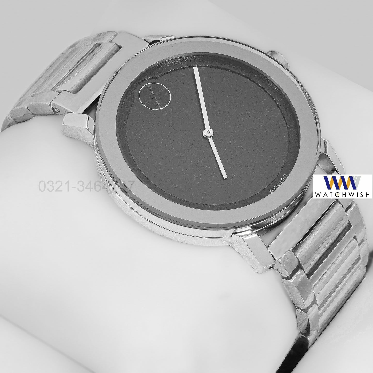 Latest Collection Silver With Black Dial Chain Watch
