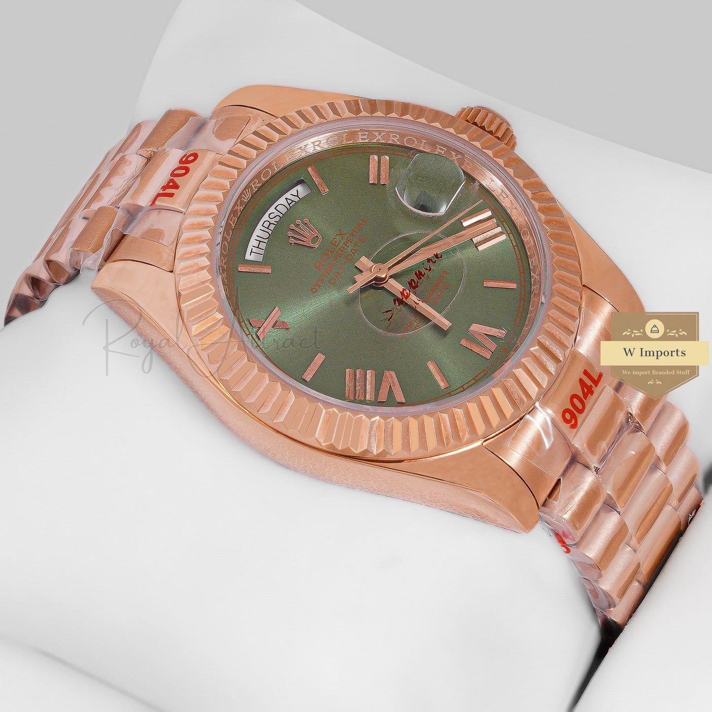 Latest Collection 40 Rose Gold With Green Dial Roman Numeral & Fluted Bezel ZR Factory